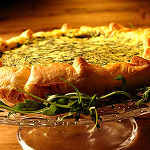Quiche de requeijão e espinafre